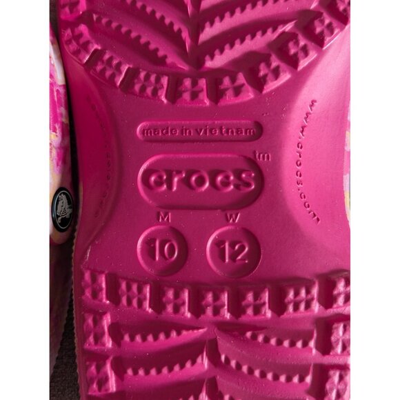 Pink Tie-Dye Crocs Classic Clogs W12/M10 Lightweight Slip-On Unisex Shoes - Picture 4 of 5